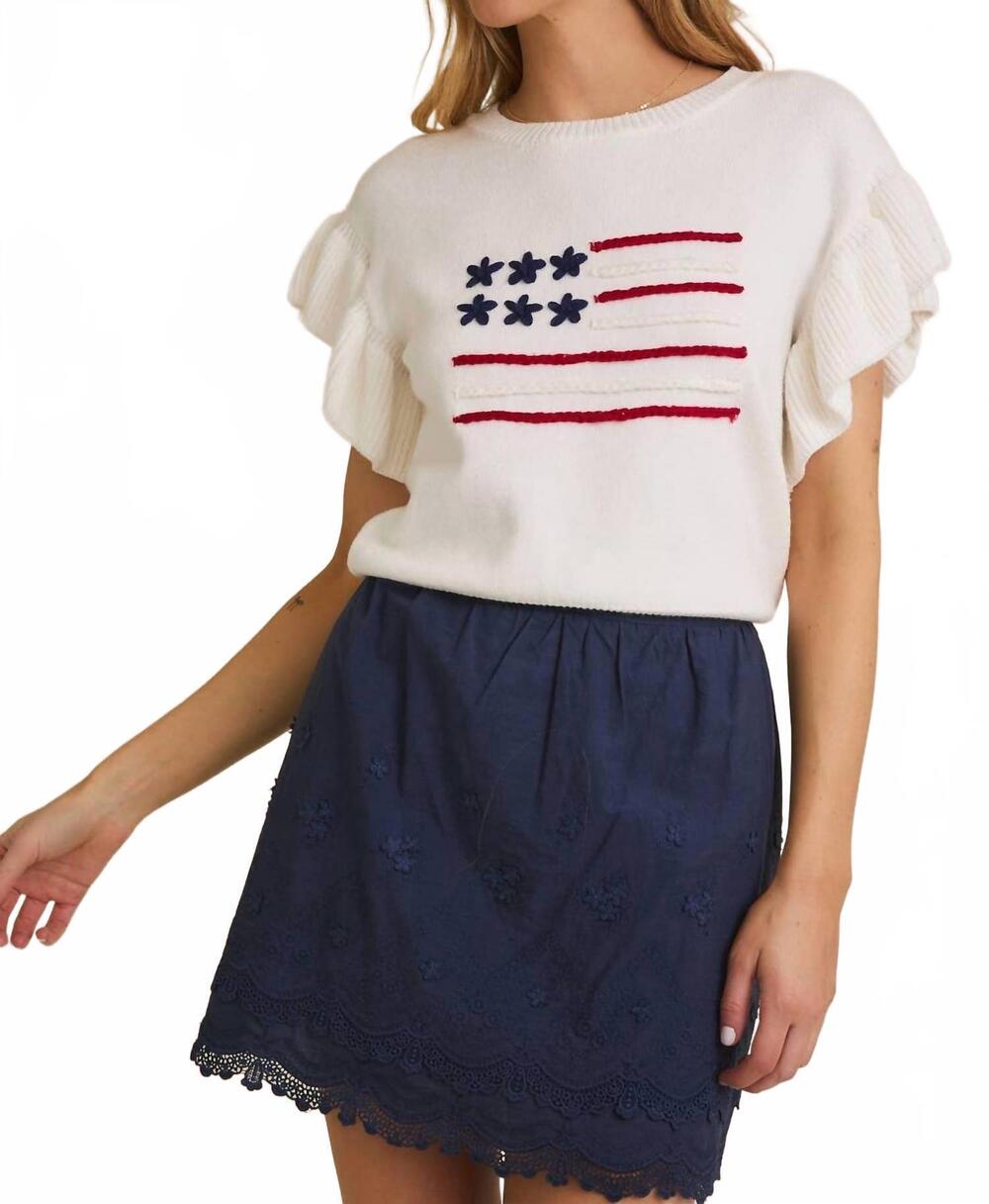 NEW GILLI usa flag sweater in white